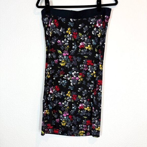 French Connection Y2K Strapless Tube Top Dress Black Jersey Floral Medium - Picture 2 of 9